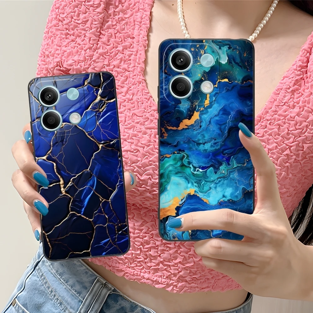 Luxury Golden Stone Mobile Cell Phone Case for Xiaomi Redmi Note 13 12 11 10 9 8 7 6 S A Pro Lite Plus 5G Black Cover Shell