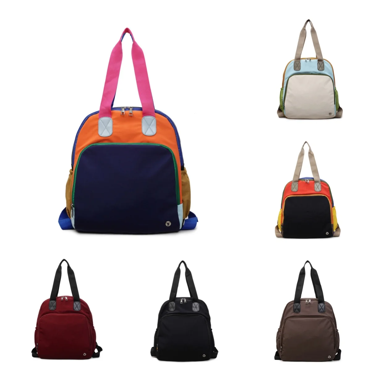 حقيبة ظهر كاجوال أنيقة للجنسين ذات كتلة ألوان، سعة كبيرة، متعددة الوظائف من النايلون، حقيبة كتف خفيفة الوزن للجنسين #6