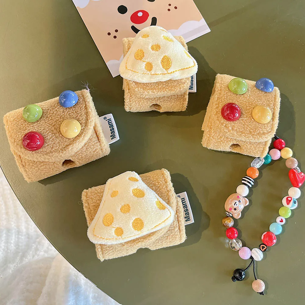 Lovely 3D Cheese Plush Warm Case For Apple AirPods Pro Air Pods 2 1 3 Earphone Protective Shell with DIY Colorful Bead Bracelet