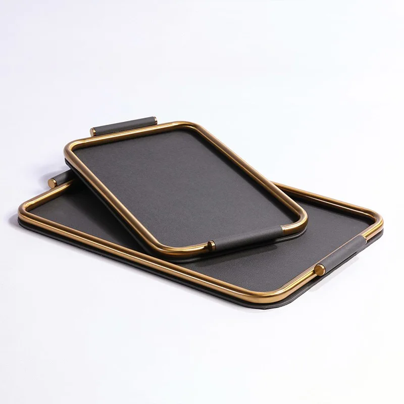 PYJ modern simple living room coffee table dining table leather storage tray ornament