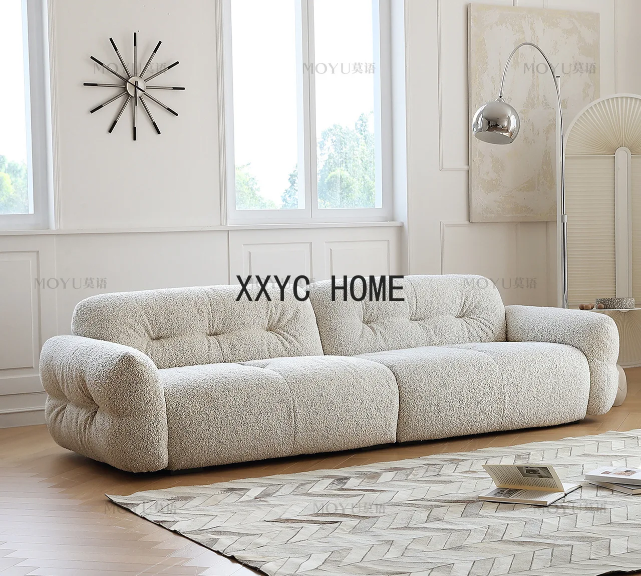 

Тканевый флисовый винтажный кремовый диван для маленькой квартиры тофу