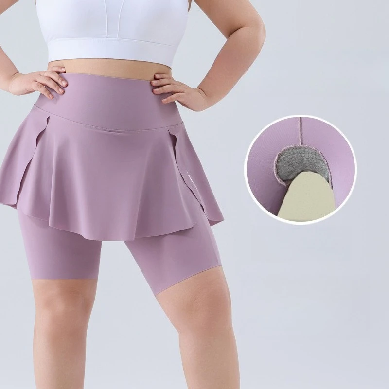 Plus Size Yoga Skorts Women High Waisted Two Piece Look Skirt with Pockets Buil… - Image 3