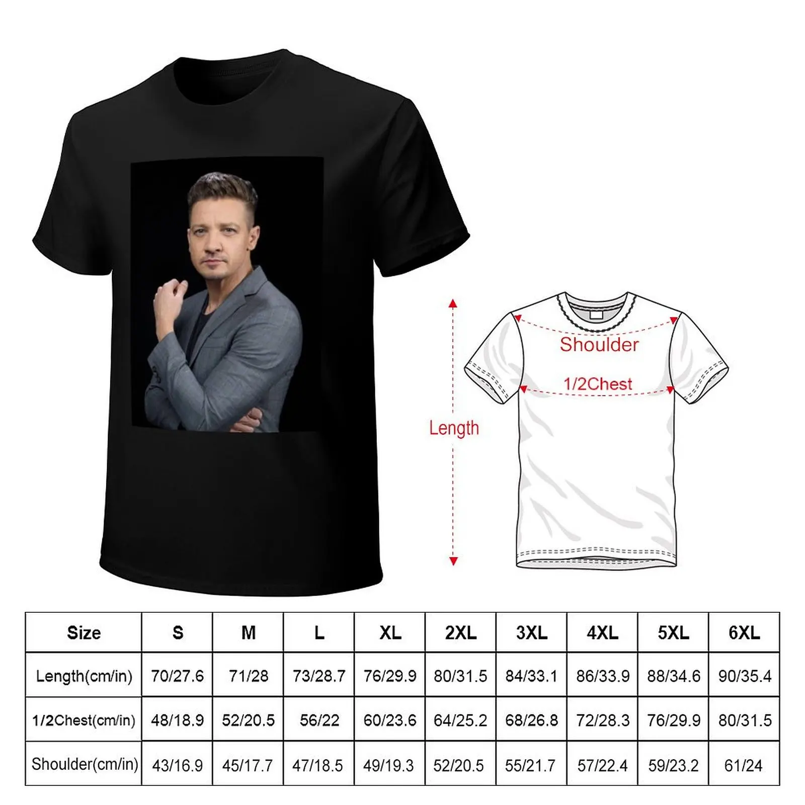 Jeremy Renner T-Shirt Casual Fashion Short Sleeve Cotton T-Shirt