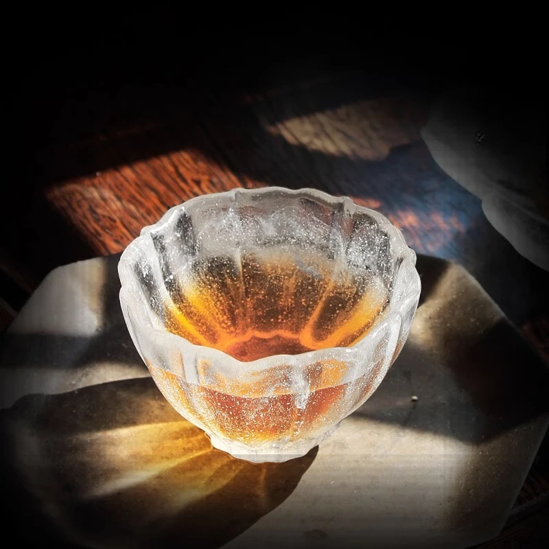 Guluo glazed handmade ancient glazed frozen burnt flower god cup master cup tea ceremony tea set teacup
