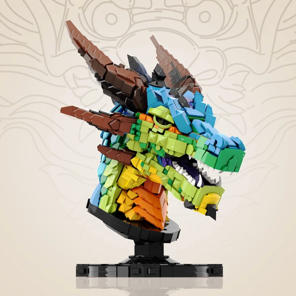 

Gobricks MOC Colorful Dragonhead Bricks Bust Model Ideal Building Blocks DIY Assembly Collect Toy Gift Chinese New Year Juguetes