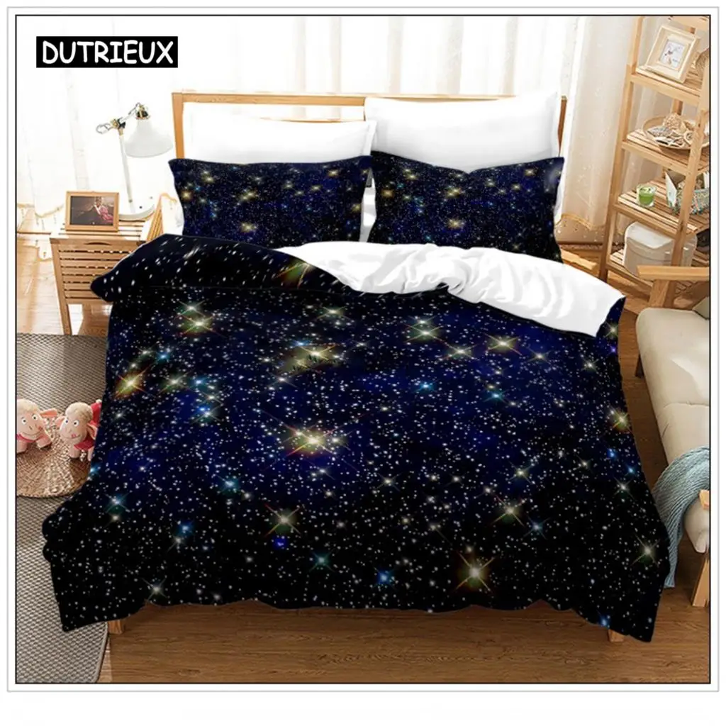 

Colorful Star Sky Galaxy Bedding Set Scenery Space Duvet Cover Set Black Comforter Cover Milky Way Theme For Kids Teens Decor