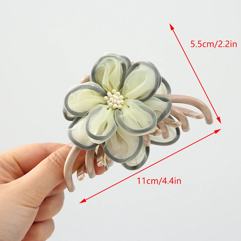 Mesh Flower Hair Clips Hair Grabbing Camellia Flower Flower Hair Claws Headwear Hair Accessories