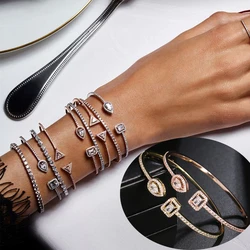 Luxury Women Wedding Party Adjustable Opening Bracelet Cubic Zirconi Bracelets Bangles Jewelry Gifts