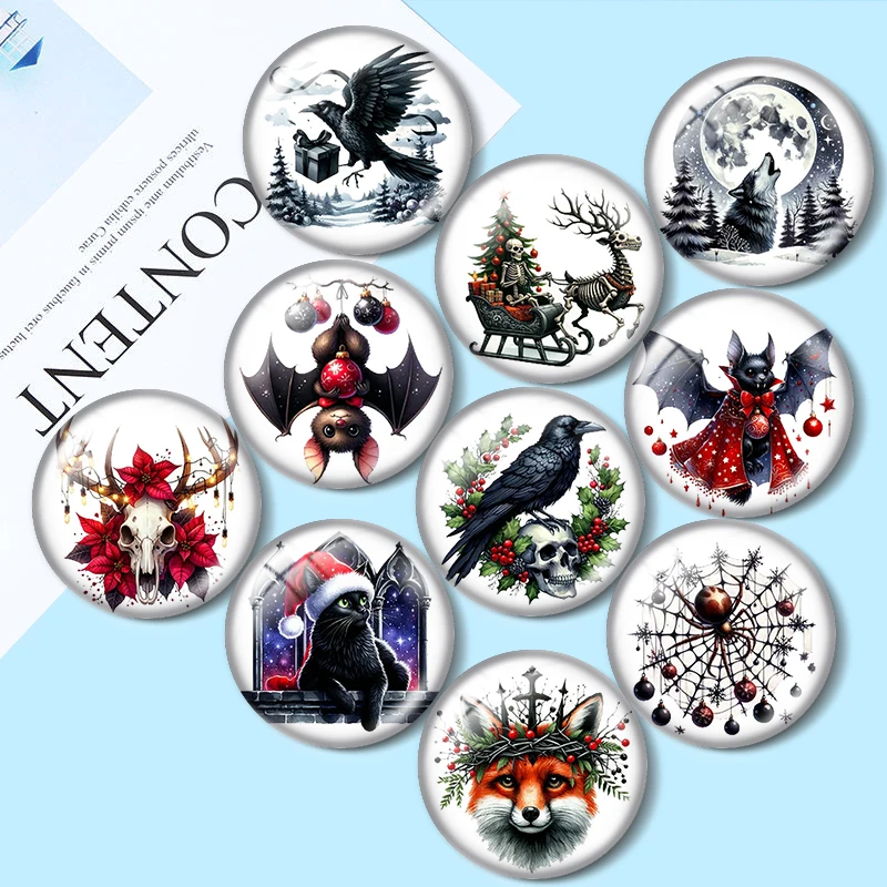 

Christmas Gothic Animals 12mm/18mm/20mm/25mm Round photo glass cabochon flat back Making findings Jewelry
