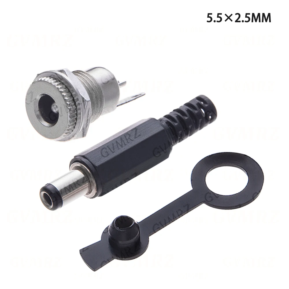 5Pair 5.5x2.1mm DC Power Plug Integrated circuit Male Female Jack Socket Nut Panel Mount DC Power Adapter Connector DC099 DC-099