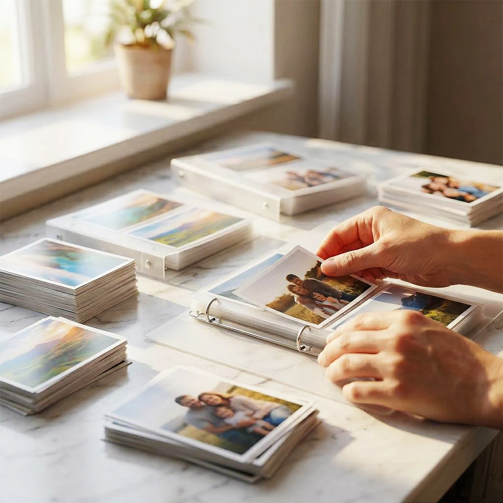 Clear Frosted Photo Album Holds 120 4x6 Photos, 4-Ring Binder for Kpop Photocards, Picture & Card Book, Name Card Holder