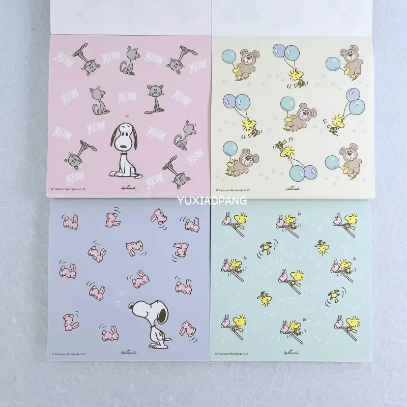 Notas adhesivas cuadradas Snoopy Limited Hallmark Edition con varios patrones de dibujos animados, cuaderno en espiral, deja un mensaje, nota adhesiva