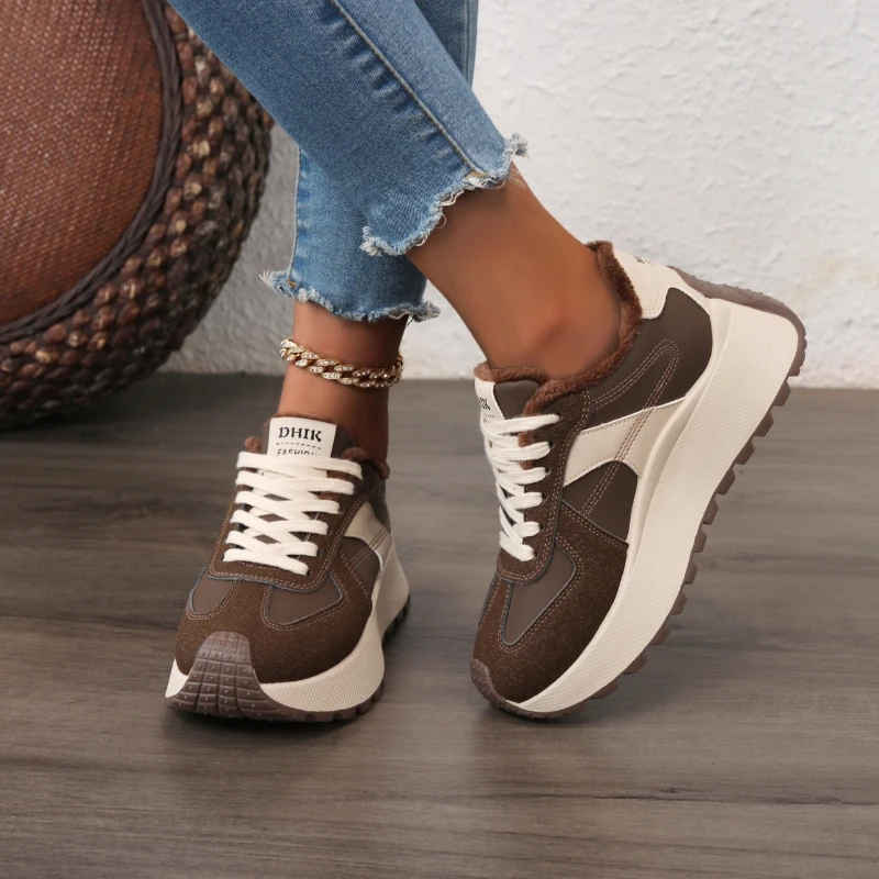 2025 جديد ربيع الخريف المألوف والأكثر مبيعا تنوعا المرأة عادية مريحة الارتفاع زيادة الأحذية الرياضية الدافئة #3