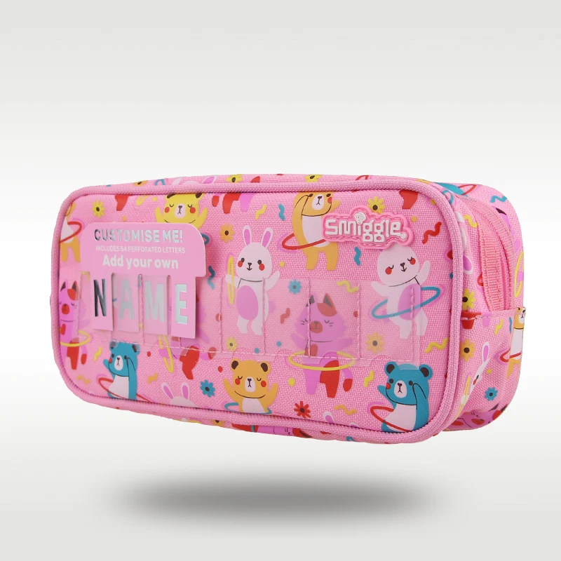 Australia Smiggle Children\'s Pencil Case Girl Cute Kawaii Clutch Bag Pink Bear School Supplies Storage Bags