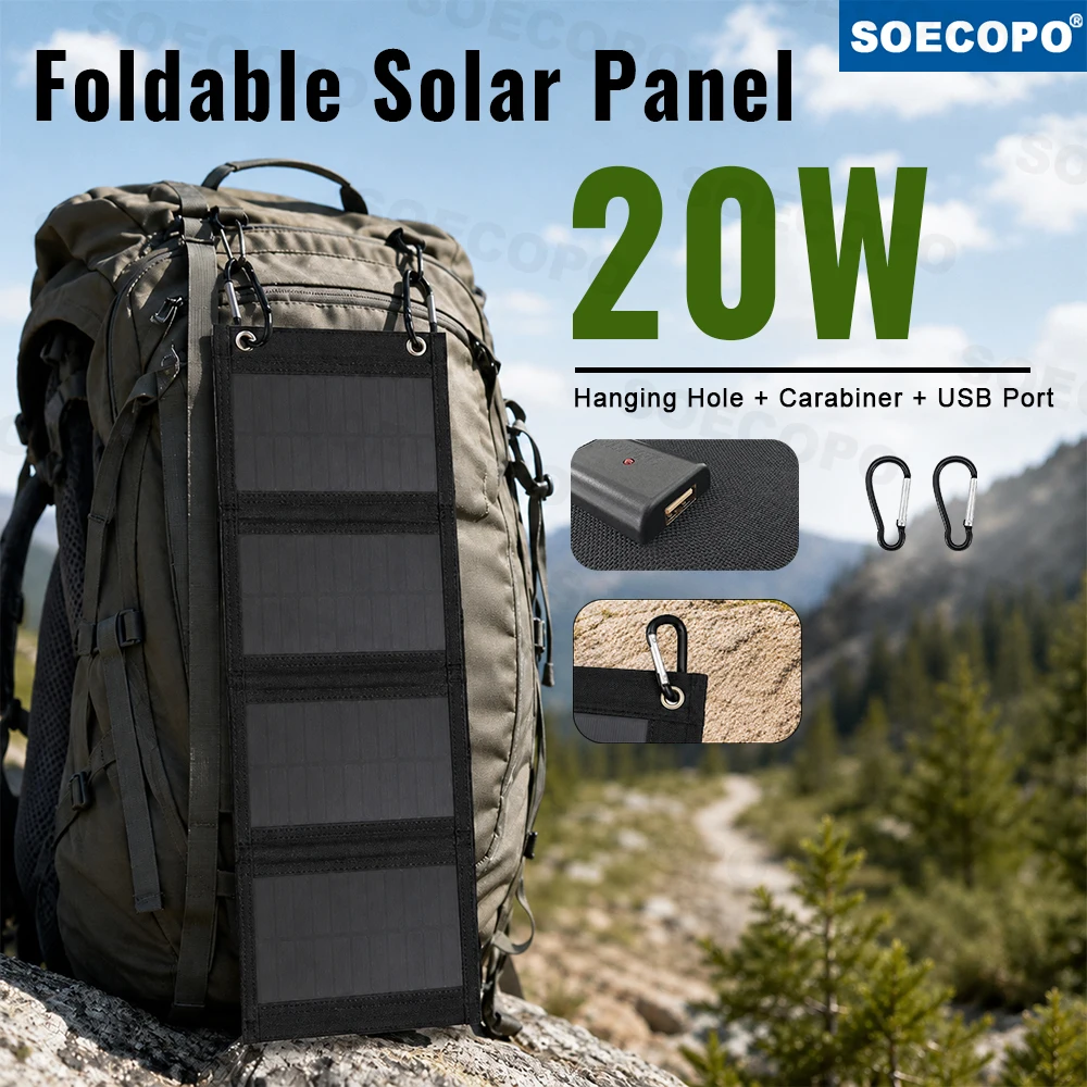 20W Foldable Solar Panel Portable USB Charger Lightweight Solar Charger for Camping Hiking Backpacking Outdoor Activities Lawn — купить у AliExpress WW