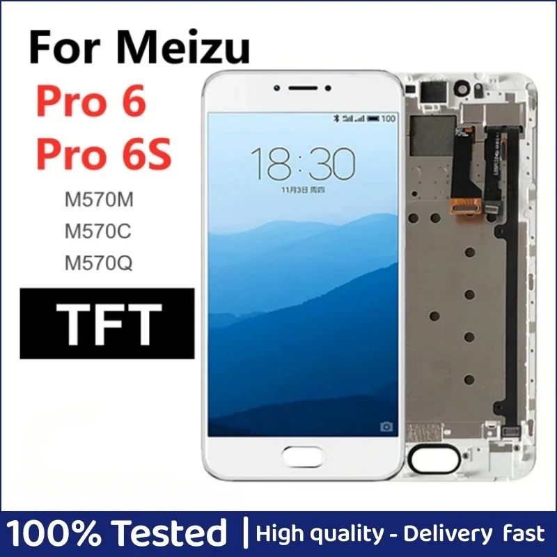 

ЖК-дисплей 5,2 "TFT для Meizu Pro 6, сенсорный экран с рамкой и дигитайзером в сборе для Meizu Pro 6S Pro 6, ЖК-дисплей