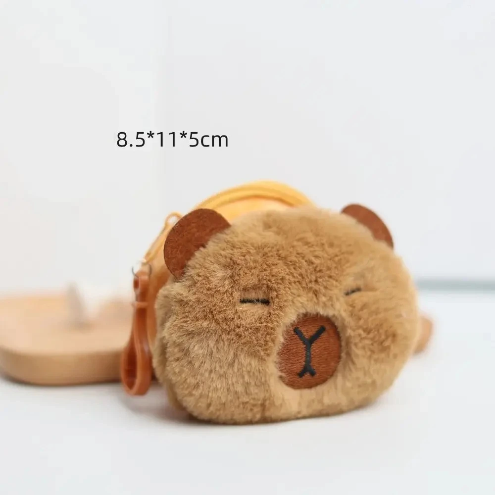 สร้างสรรค์ capybara Kawaii กระเป๋าเงินกำมะหยี่ใส่เหรียญขนาดเล็กอะนิเมะการ์ตูนน่ารักกระเป๋ากลมจี้กระเป๋าเก็บหูฟังแฟชั่นตลก