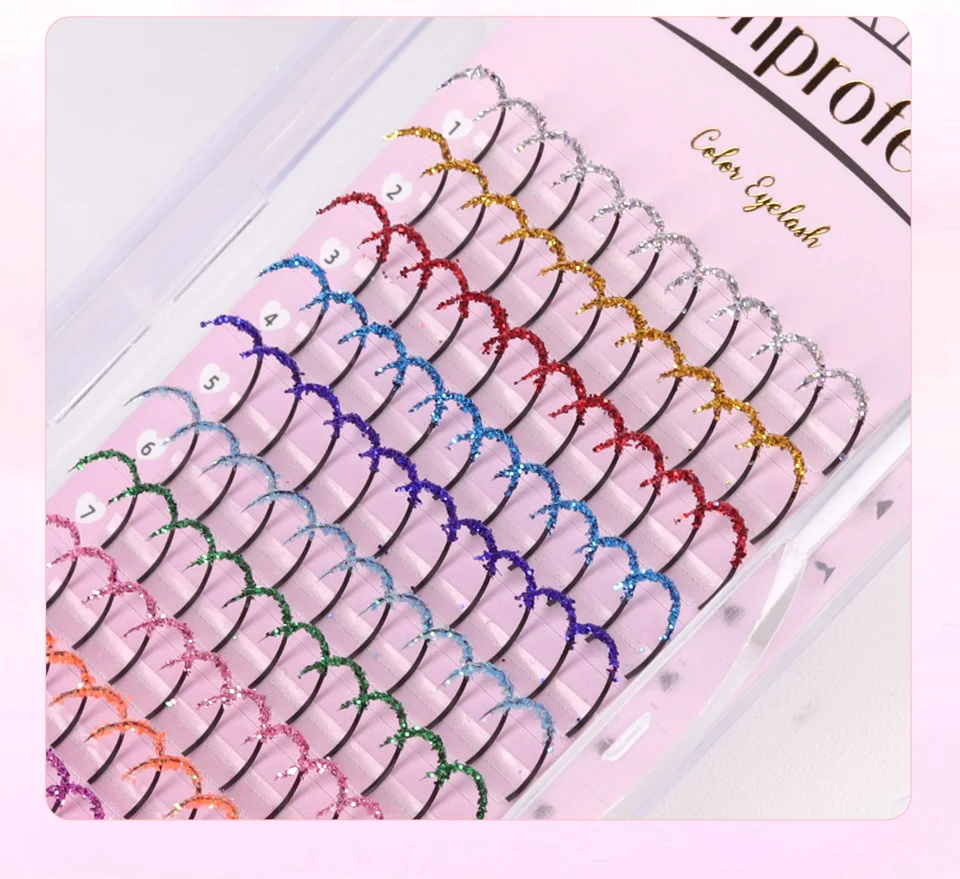 New Fashion Glitter Wispy Spike Eyelashes Extensions Party Coloured Lashes Glitter Shiny Individual False Eyelashes For Make Up