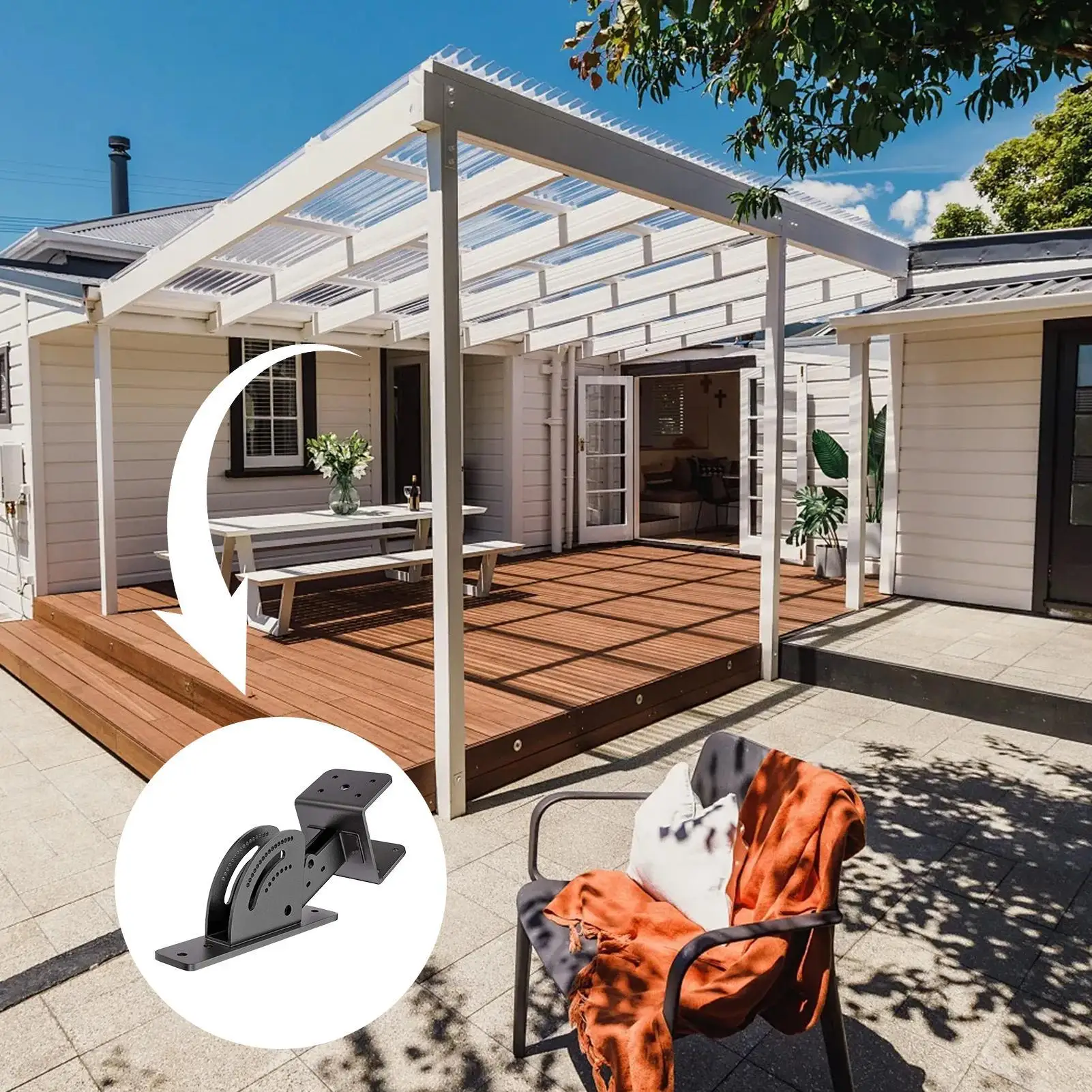 Roofing Riser Brackets Heavy Duty Adjustable Carbon Steel Roof Mounting Bracket Kit For Gazebos Carports Patios Pergola Outdoor