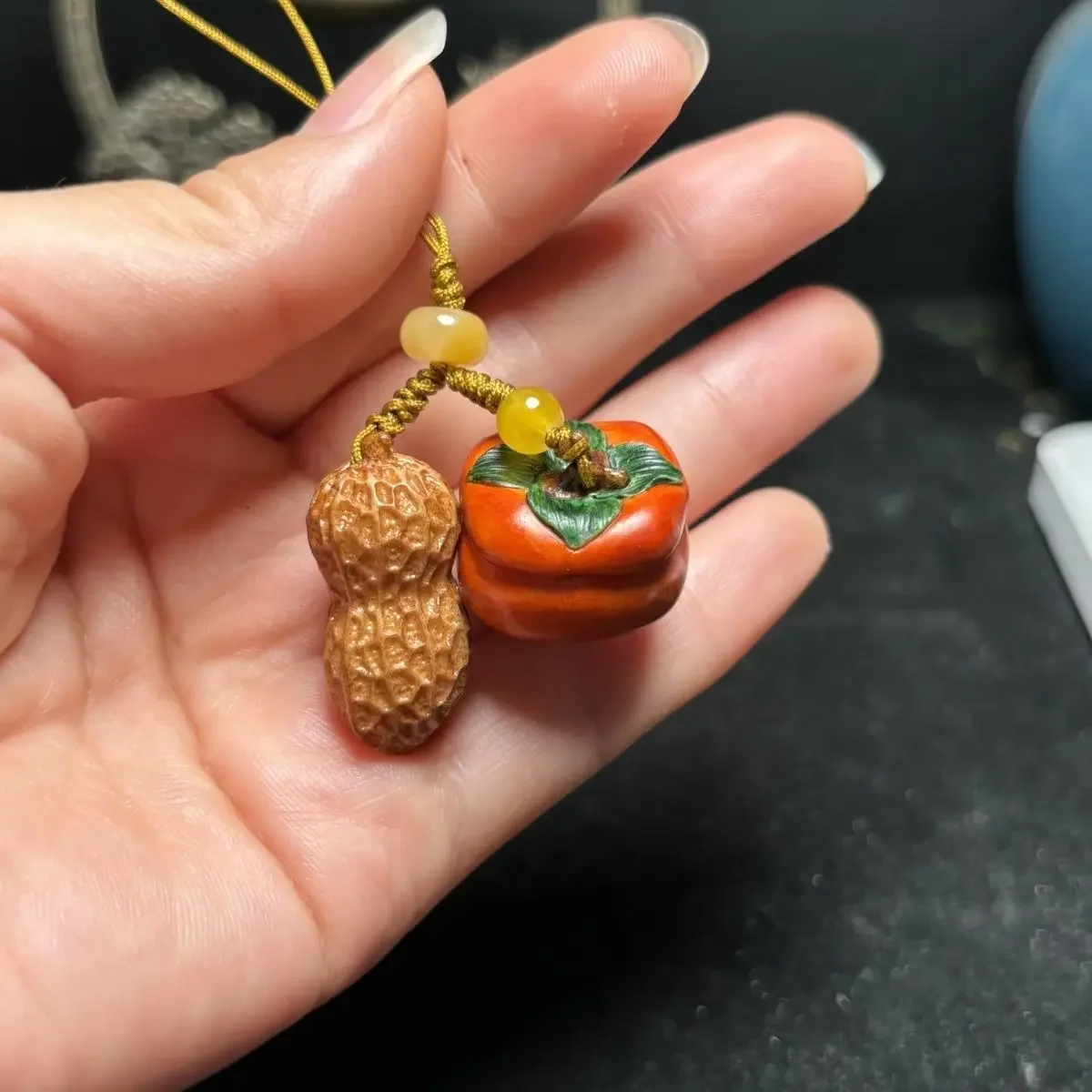 Good persimmons happen, small persimmons attract wealth, accessories, pendants are handmade.