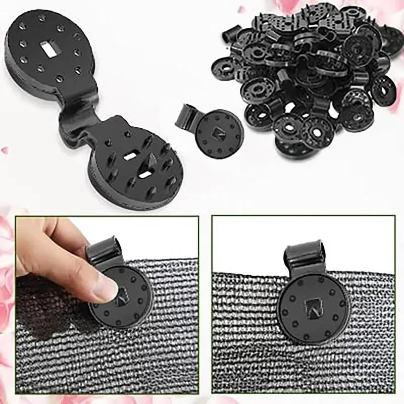 

100/50/20Pcs Shade Cloth Clips Clamps for Shade Fabric Grommets For Net Mesh Cover Shade Cloth Plastic Clips Backyard Greenhouse