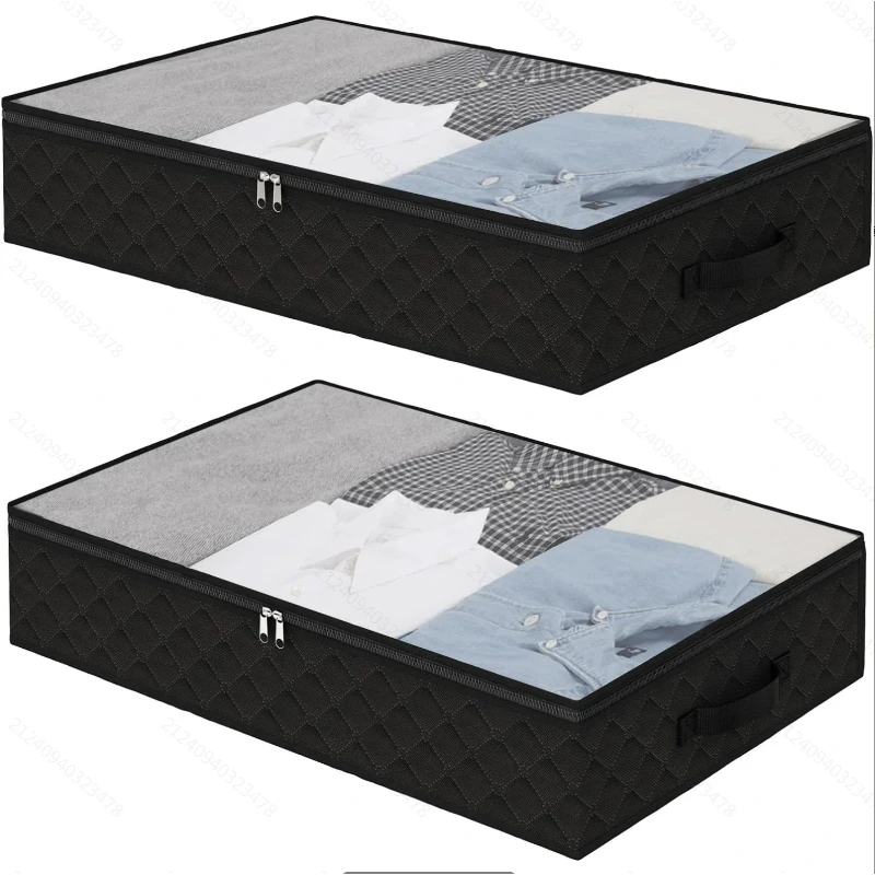 Under Bed Storage Containers,Underbed Storage 4.5 Inches Low Profile with Sturdy Sidewalls/Bottom for Clothes, Blanket, Pillows