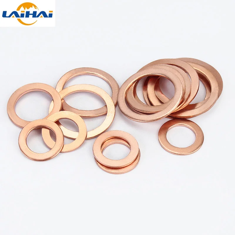 10-50pcs M5 M6 M8 M10 M12 M14 M16 M18 M20 M22 Solid Copper Washer Shim Flat Ring Gasket Rings Seal Plain Spacer Washers Fastener