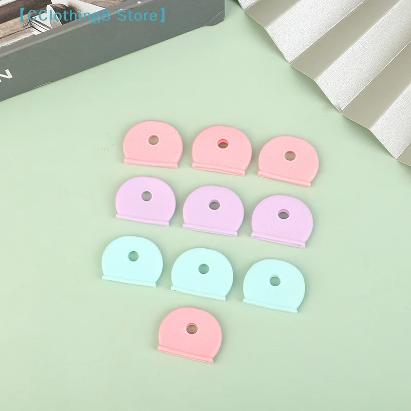 10Pcs Mixed Color PVC Plastic Keys Caps Topper Elastic Case For DIY Keyring Rubber Head Caps Keys Locks Tags ID Markers【AliS8】