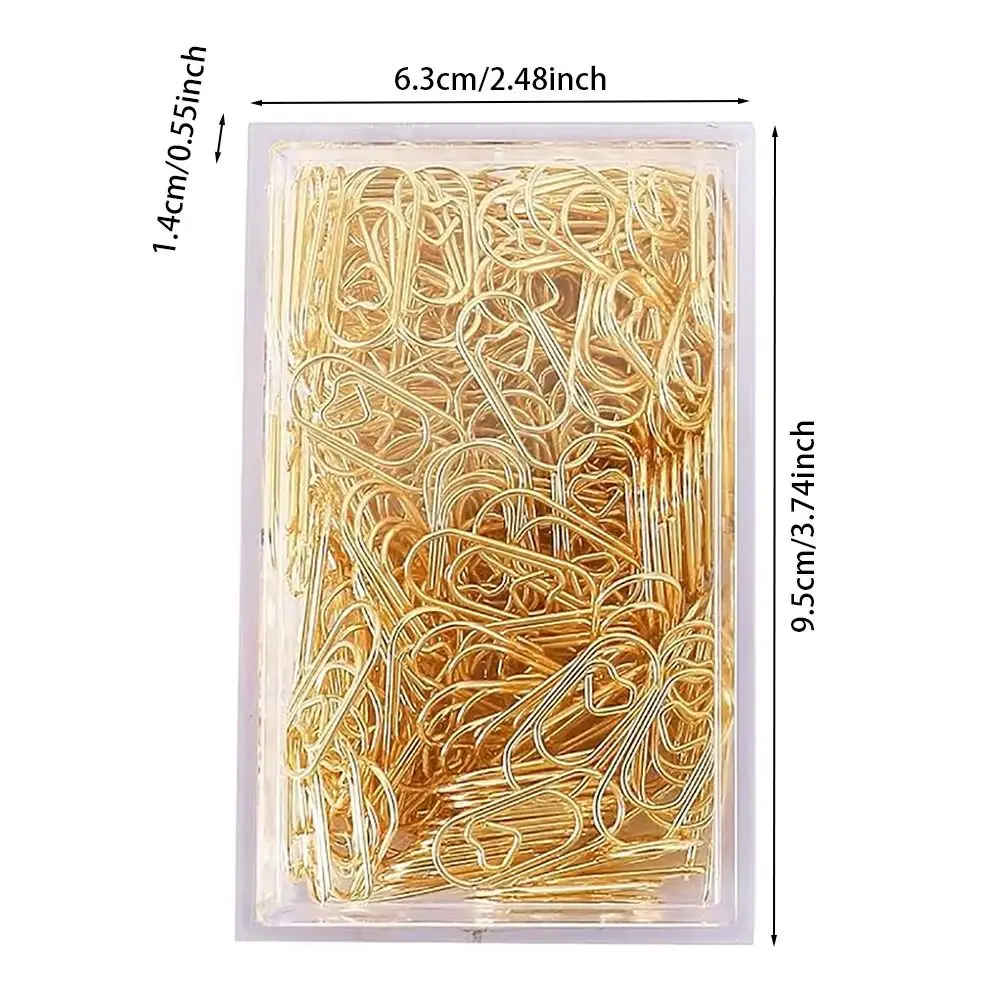 150Pcs New Office School Accessories Paper Clips Gold Rose Gold Color Heart Shape Binder Clip Metal Mini Clips Holder