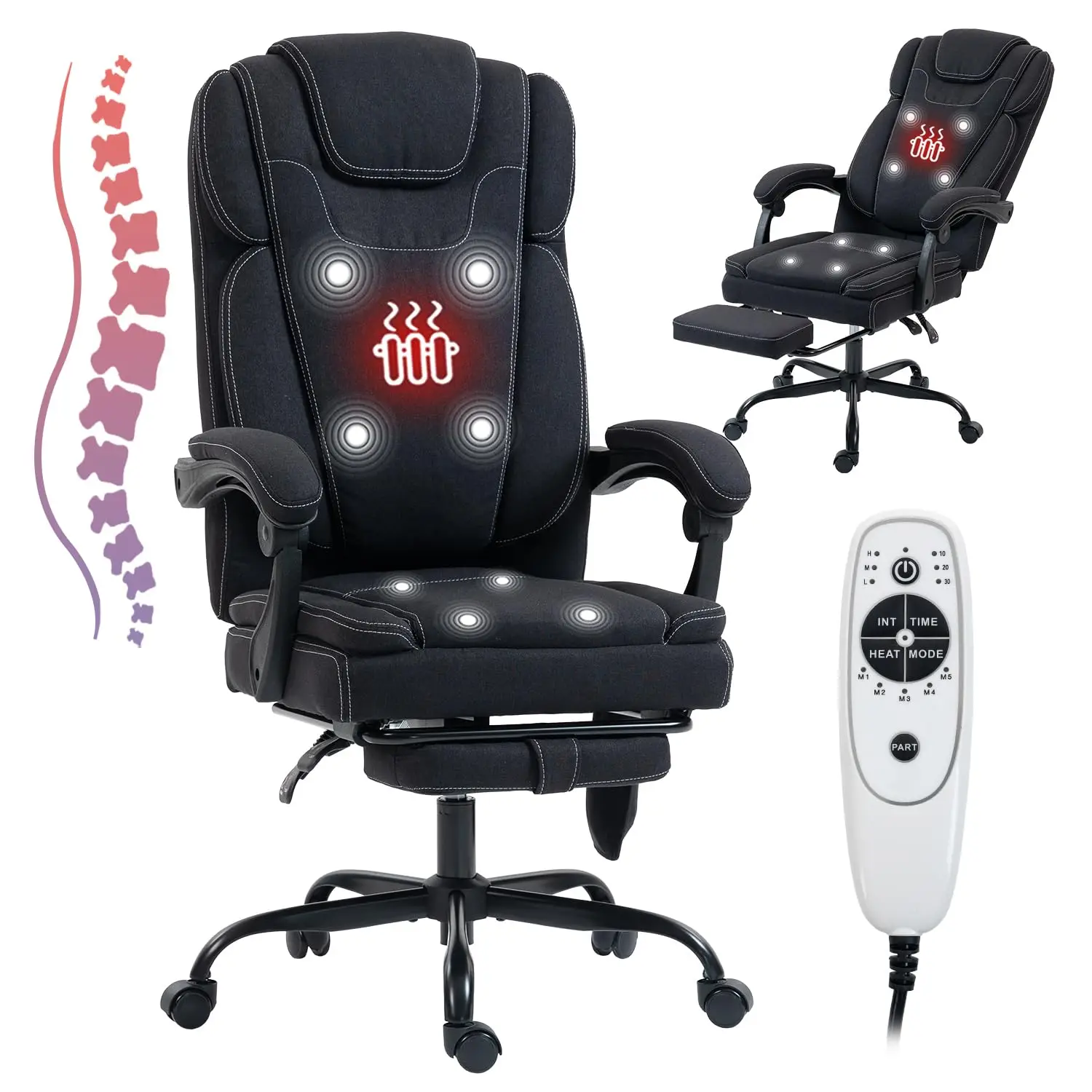 Massage Office Chair Heat Reclining High Back Ergonomic Desk Seat, Customized