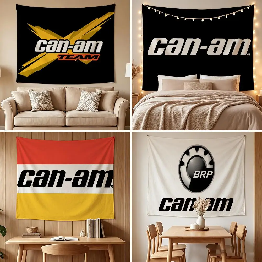C-Can-Am Tapestry Custom Living Bedroom Party Dormitory Interior Wall Bohemian Decoration Attached Clip