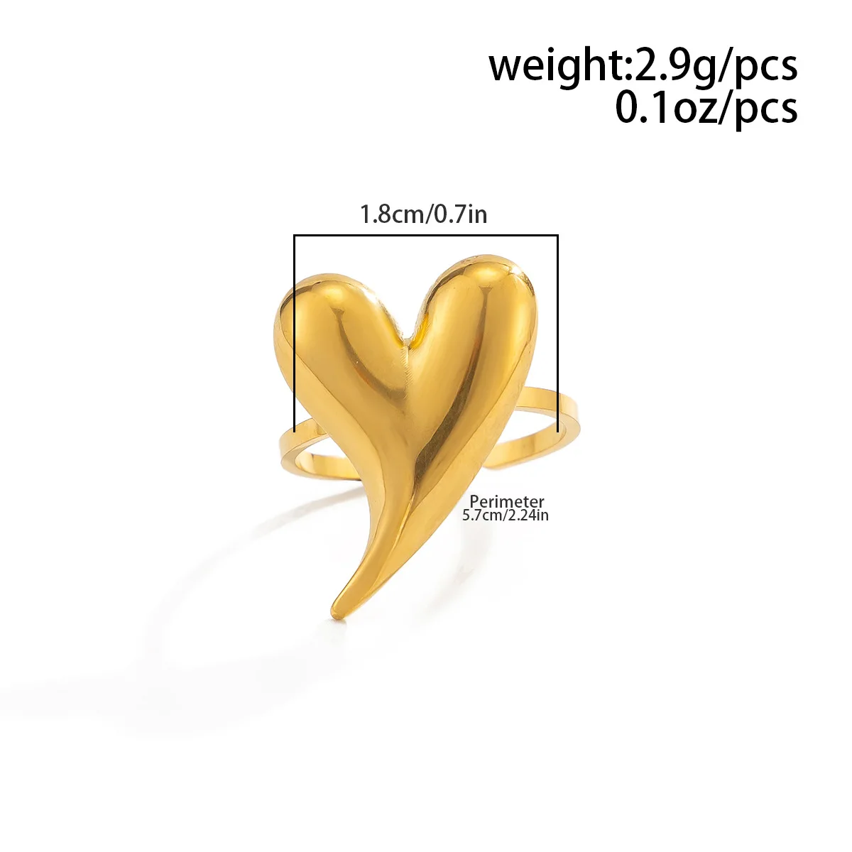 Retro Gold Color Metal Peach Heart Open Ring 2026 Cool Style Personality Niche Irregular Opposite Sex Ring Girl Fashion Jewelry
