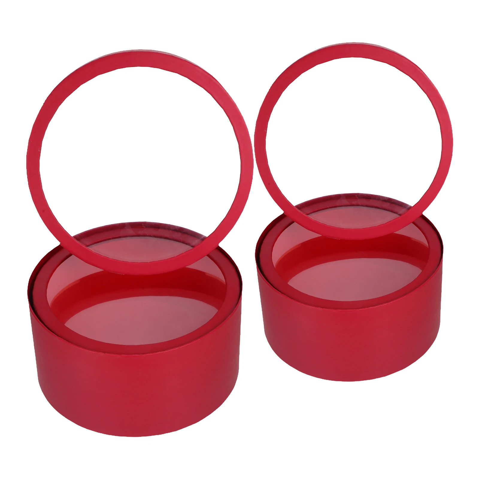 

2pcs Circular Window Gift Boxes PVC Flower Packaging Valentine Bouquets Floral Arrangement Boxes with Lids Transparent Round