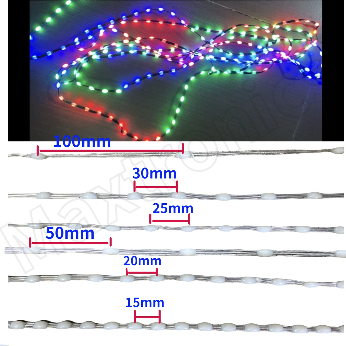 Imagem -03 - Fita Led Inteligente para Decoração de Natal Rgb Endereçável Dc12v 10003000 Pcs Ws2811 15 mm 20 mm 25 mm 30 mm 50 mm 100 mm Espaçamento Cor Completa Ip67