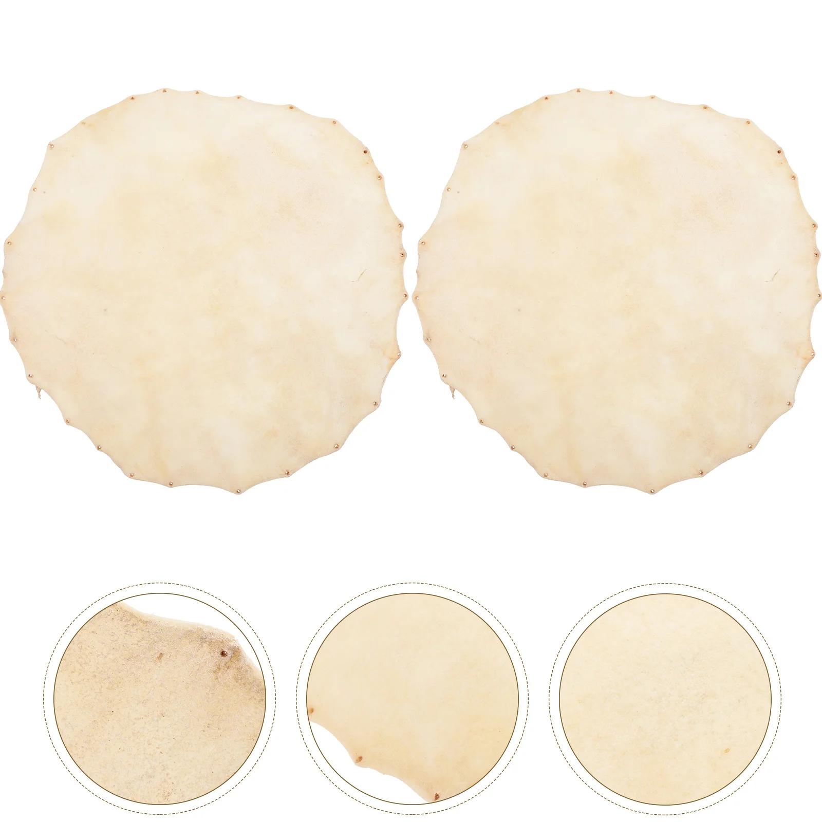 

2 Pcs Drum Cover Leathers Instrument Skin African Covers Durable Percussion Parts for Hand Replace Heads