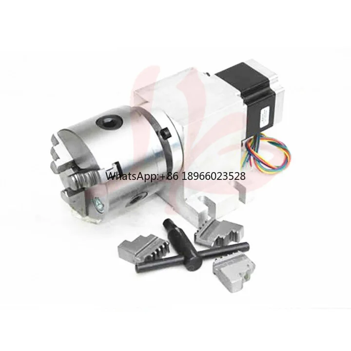 14-50-80A 80mm harmonic drive 4th axis with 3 jaw Chuck CNC rotary axis for CNC router engraver