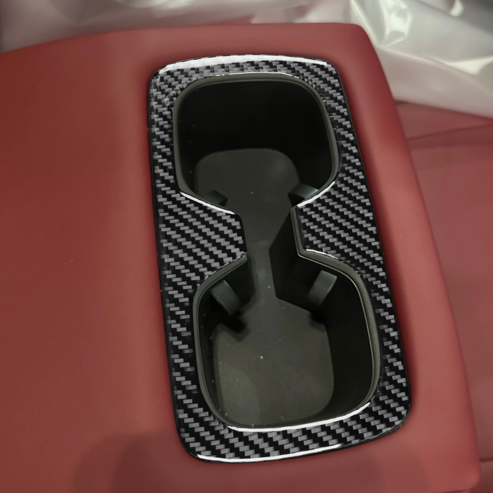 ألياف الكربون الحقيقية اكسسوارات السيارات الخلفية حامل الكأس غطاء الكسوة لينة ملصق لكزس NX260 NX350H NX400H NX450H 2022 2023 2024