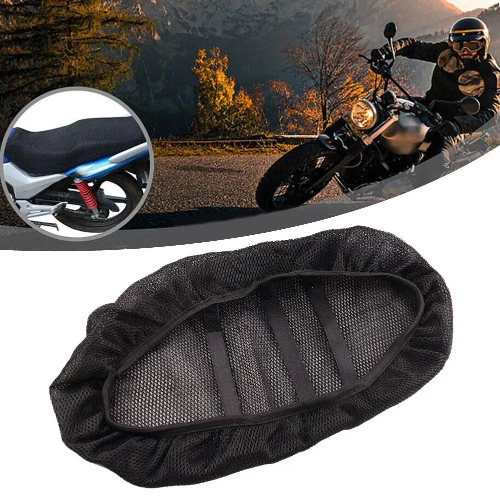 Breathable Summer Cool 3D Mesh Motorcycle Moped Motorbike Grid Cushion Seat Covers Black Scooter Anti-Slip Protection Pad C W6F7