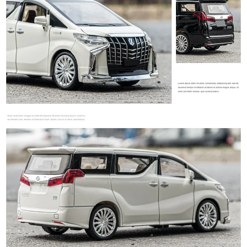 1:24 Toyota ALPHARD alta simulazione pressofuso in lega di metallo modello di auto Sound Light Pull Back Collection regali giocattolo per bambini