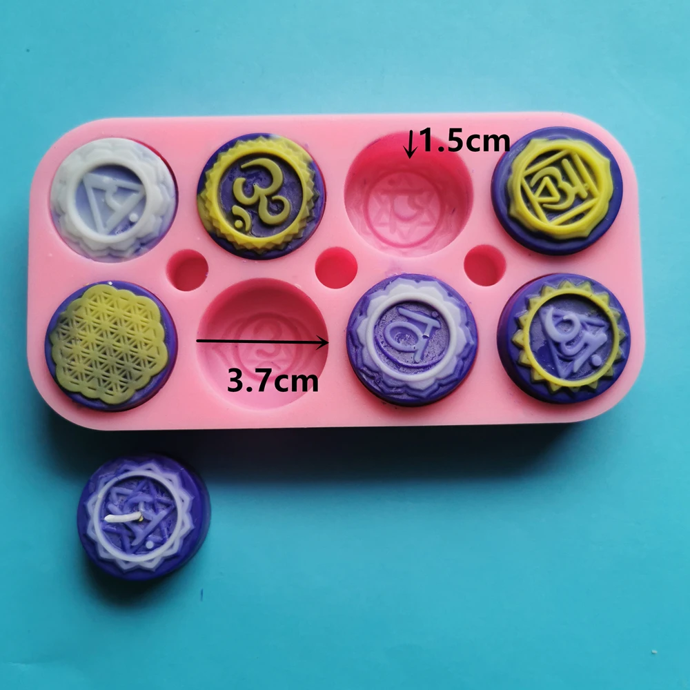 Diy candle making molds Latest unique Soap Silicone Mold with Symbols Round Chakras Silicone Moulds