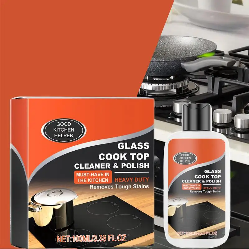 Kitchen Stove Cleaner Non-Scratch Cleaning Kit Glass Cooktop Cleaner Stove Polish Powerful Ceramic Non-Abrasive Kitchen