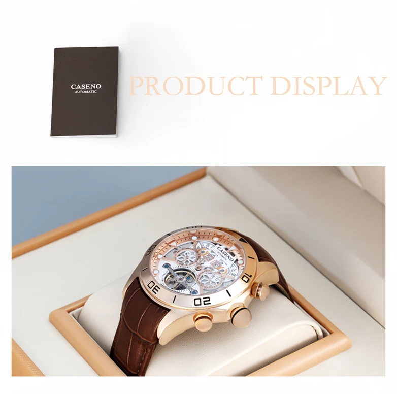 CASENO brand bubble perpetual calendar fully automatic tourbillon large dial mechanical watch belt watch -58284G