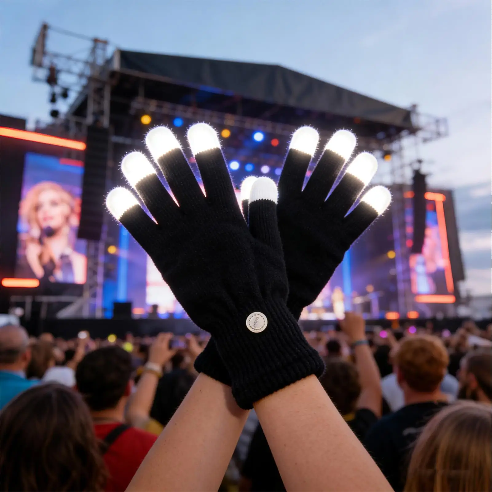 LED-Handschuhe Einstellbar 7-Farben Coole Fäustlinge LED-Handschuhe Mode Hip-Hop-Party LED-Rave Blinkende Handschuhe Leuchtend für Kinder Erwachsene