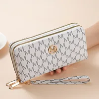 Double Zipper Wallets Women Men Long Coin Purses Cards Holder Handbags Billfold Wristlet Wallet Clutch Money Bags M Letter Purse - Image 2