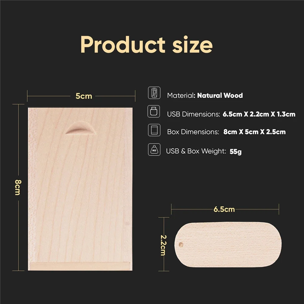 JASTER 1 PCS Free Custom Logo Wooden USB 3.0 Box Pen Drive 4GB 8G 16G 32GB 64G USB Flash Drive Photography Wedding Gifts