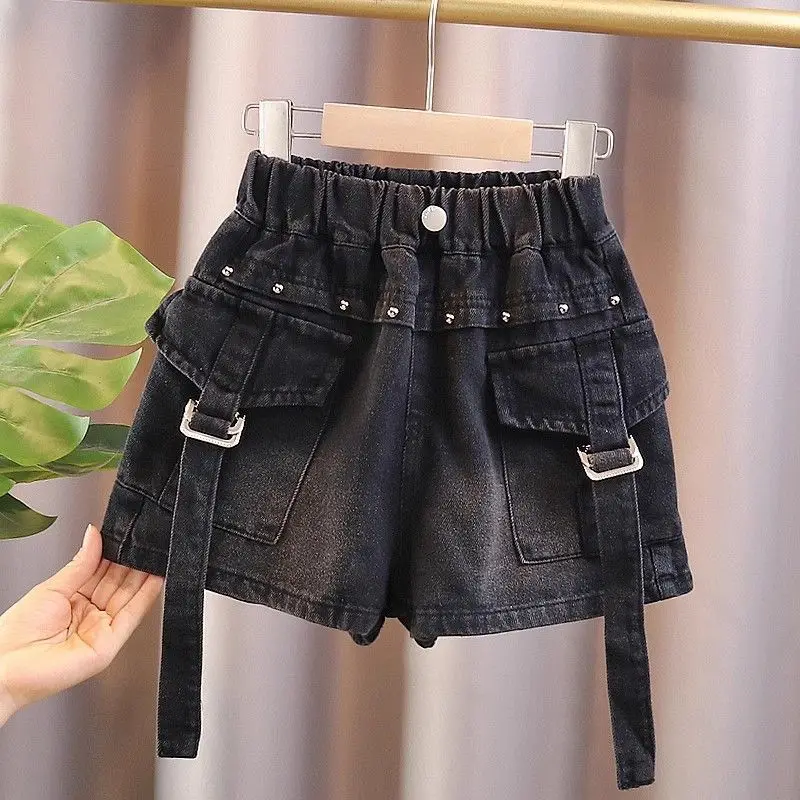 

Летние тонкие джинсовые шорты для девочек в корейском стиле, модная детская одежда, шорты с высокой талией для детей