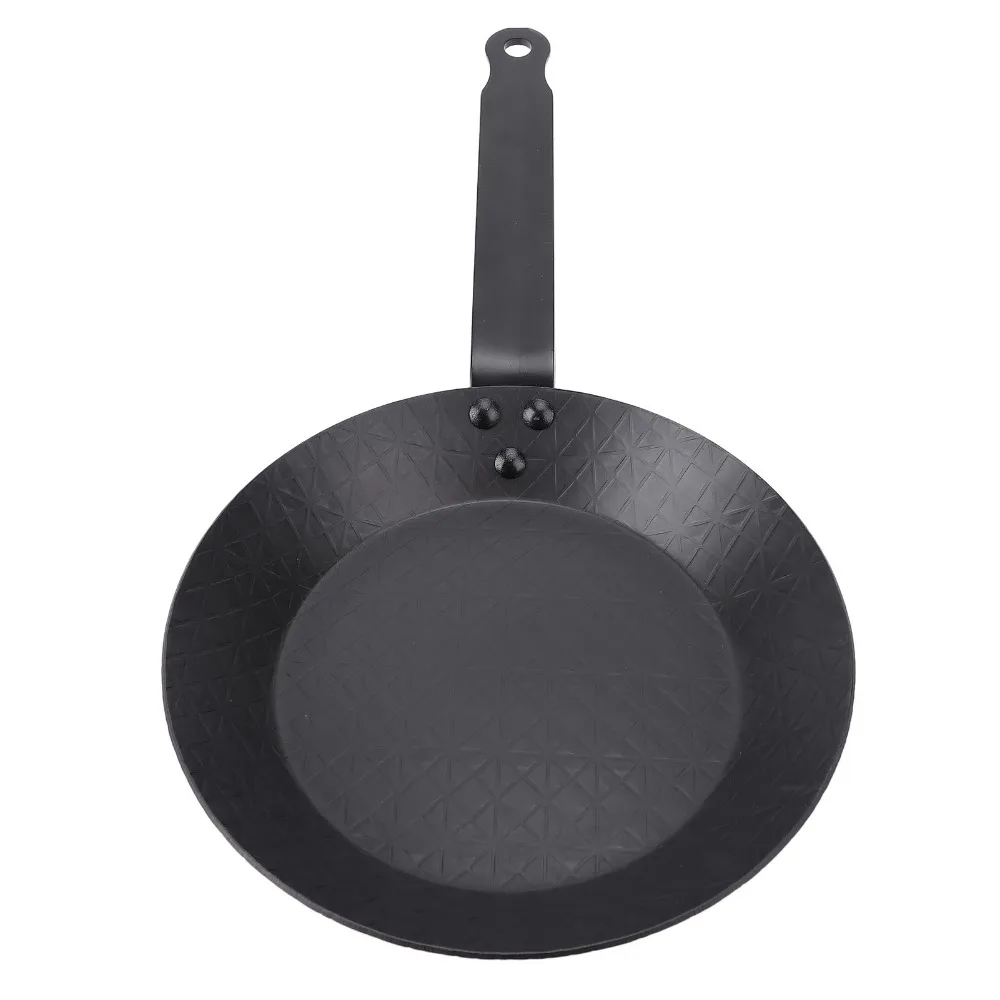 Durable Carbon Steel Frying Pan Black Even Heat Distribution Omelette Pan Practical Nonstick Steak Pan Home Cooking