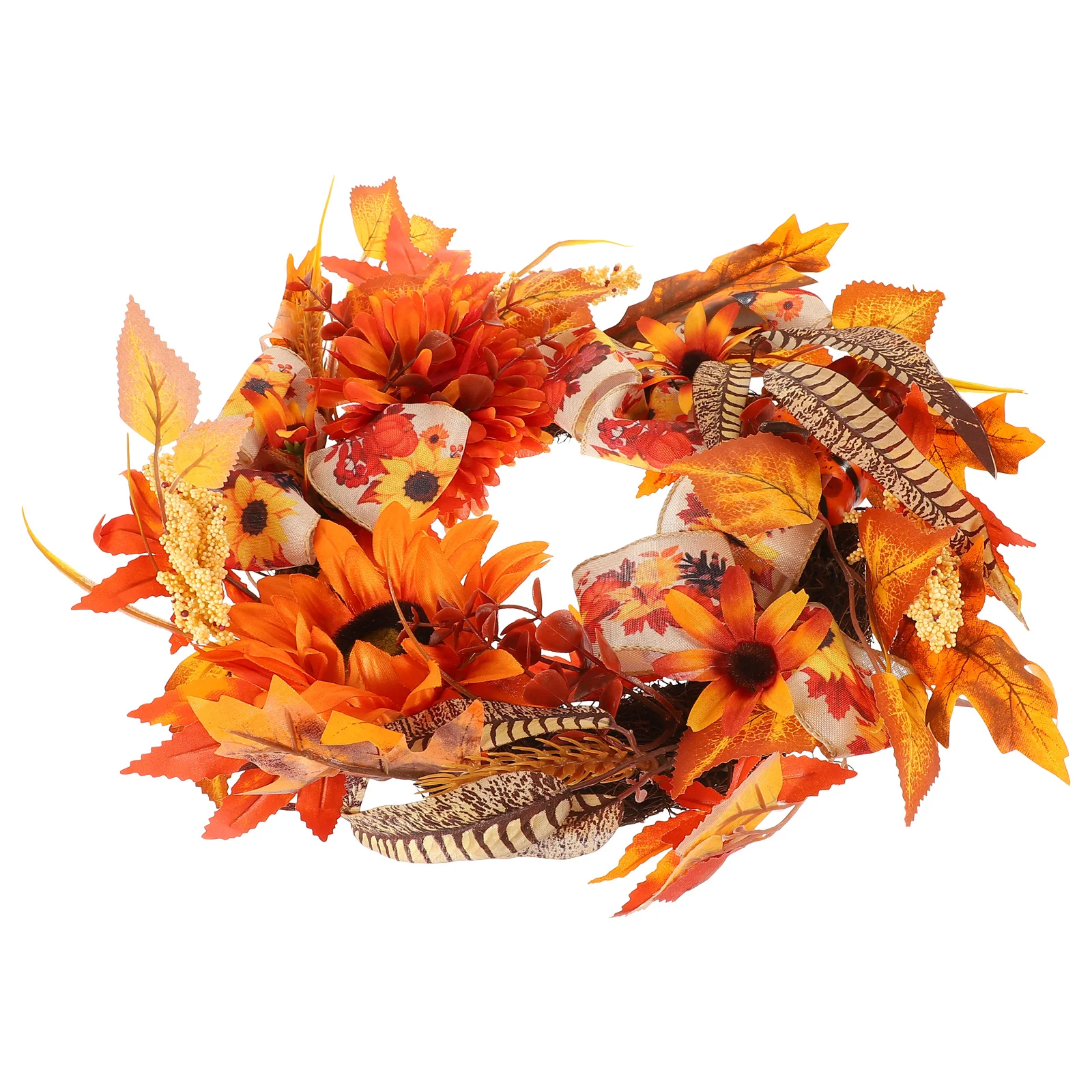 

Fall Harvest Wreath Thanksgiving Decor Rustic Wall Banner Silk Flower Holiday Home Festive Photoshoot AutumnPumpkin