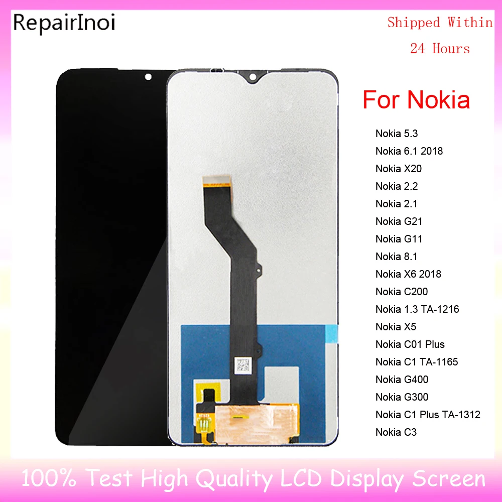 Original For Nokia 5.3 6.1 2018 X20 2.2 2.1 G21 G11 8.1 C200 X5 C01 Plus G400 G300 LCD Display Touch Screen Digitizer Assembly