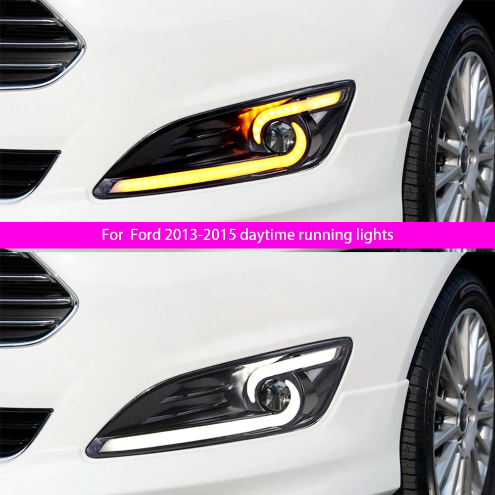 

Ford 2013-2015 Карнавальные дневные ходовые огни Светодиодные передние противотуманные фары модификация дневных ходовых огней указатель поворота